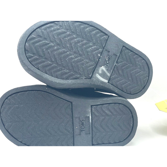 Toms Tiny Lenny Shoes Hook & Loop Closure Size 4 Black Synthetic Leather - Picture 8 of 8
